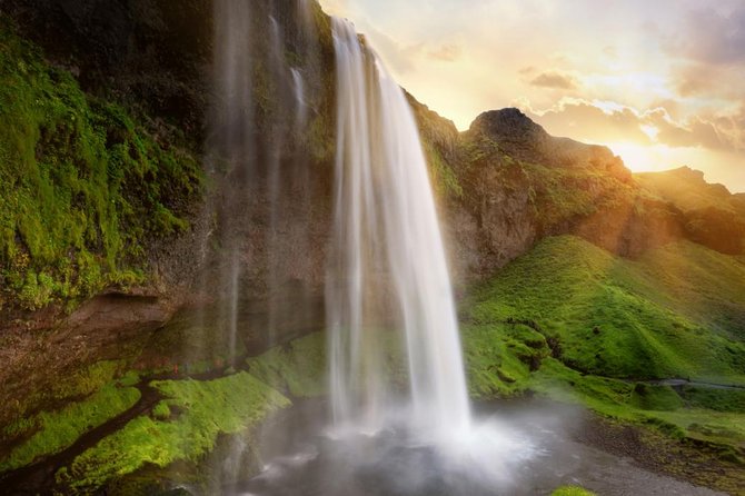 South Coast Waterfall, Black Beach, Glacier Adventure Small Group - Seljalandsfoss: the 60-meter waterfall you can walk behind